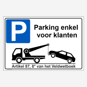 Parking enkel voor klanten Art.P2 IArtikel 87, 8°